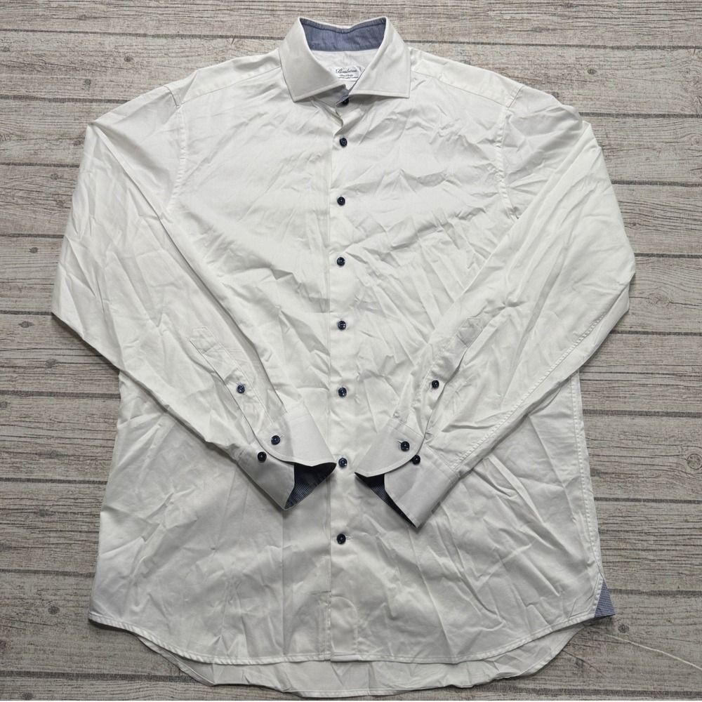 Stenstroms Dress Shirt Mens 16.5/42 White Twofold Cotton Fitted Body Button Down